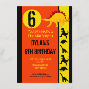 Fun Colorful Dinosaur Birthday Party Invitations Kaart