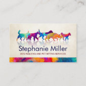 Fun Colorful Dogs - Dog Walker Visitekaartje (Voorkant)