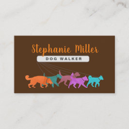 Fun Colorful Dogs - Dog Walker Visitekaartje