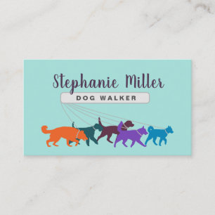 Fun Colorful Dogs - Dog Walker Visitekaartje