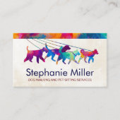 Fun Colorful Dogs - Dog Walker Visitekaartje (Voorkant)