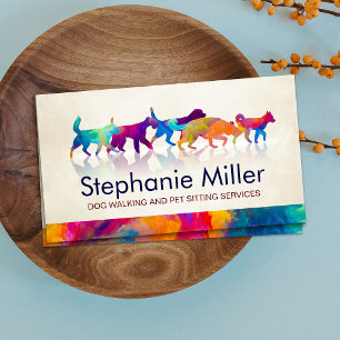 Fun Colorful Dogs - Dog Walker Visitekaartje