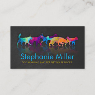 Fun Colorful Dogs - Dog Walker Visitekaartje