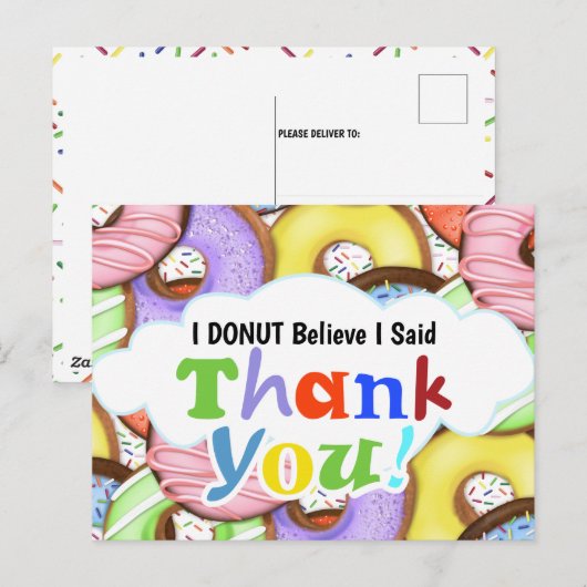 Fun Colorful Donuts Bedankt Briefkaart (Voorkant / Achterkant)