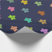 Fun Colorful Doodle Stars op Dark Blue Cadeaupapier (Hoek)