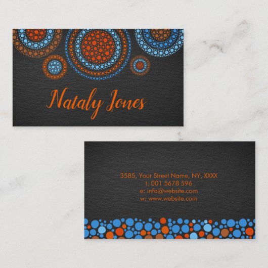 Fun Colorful Dot Art-cirkels Visitekaartje (Voorkant / Achterkant)