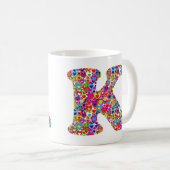 Fun Colorful Dynamic Heart Fgevuld K Monogram Koffiemok (Voorkant rechts)