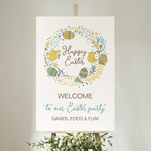 Fun Colorful Easter Brunch Egg Hunt Welcome Sign Poster