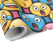 Fun Colorful Emoji Faces Cadeaupapier (Rol Hoek)