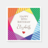Fun Colorful Festival Themed Happy 30th Birthday Servet (Voorkant)