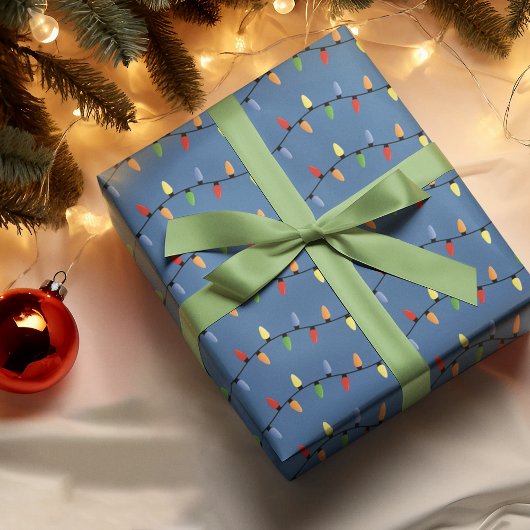 Fun Colorful Festive Holiday Tree Lights Cadeaupapier