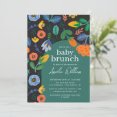 Fun Colorful Floral Baby Brunch Uitnodiging (Staand voorkant)