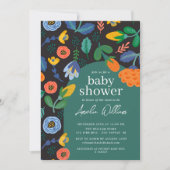 Fun Colorful Floral Baby shower Invitation Kaart (Voorkant)