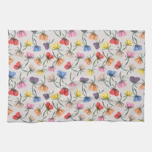 Fun Colorful Floral Design on Cotton Theedoek (Horizontaal)