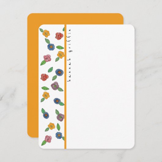 Fun Colorful Flowers Notitiekaartje (Voorkant / Achterkant)