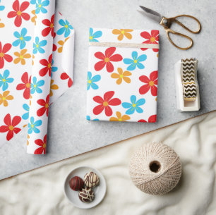 Fun Colorful Flowers on White Cadeaupapier