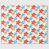 Fun Colorful Flowers on White Cadeaupapier (Vlak)