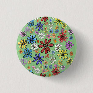 Fun Colorful Flowers Ronde Button 3,2 Cm