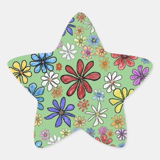 Fun Colorful Flowers Sticker (Voorkant)