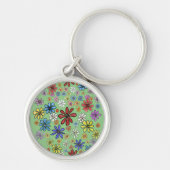 Fun Colorful Flowers Sticker Sleutelhanger (Voorkant)