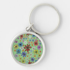 Fun Colorful Flowers Sticker Sleutelhanger