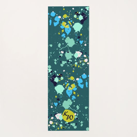 Fun Colorful Green Splatter Indrainhoofdsteden Yogamat (Achterkant)