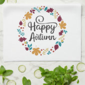 Fun Colorful Happy Autumn Herfst Wreath Theedoek (Gevouwen)