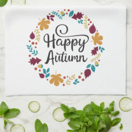 Fun Colorful Happy Autumn Herfst Wreath Theedoek