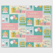 Fun Colorful Happy Birthday Cadeaupapier (Vlak)