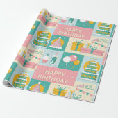 Fun Colorful Happy Birthday Cadeaupapier (Uitgerold)