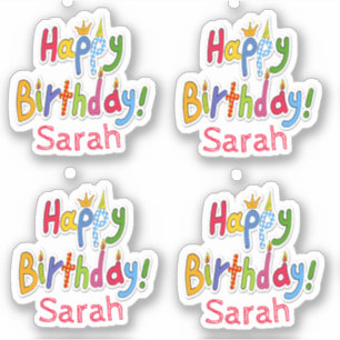 Fun & Colorful Happy Birthday-tekst - Gepersonalis Sticker