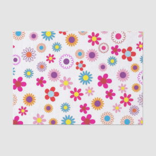 Fun Colorful Happy Flowers op White Background Tissuepapier