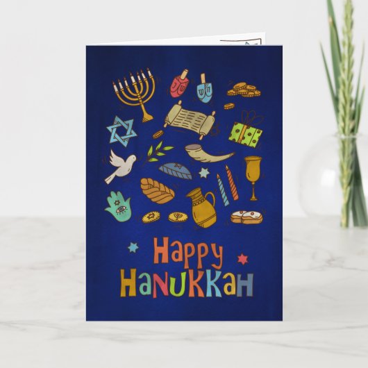 Fun Colorful Happy Hanukkah-Kaart Kaart (Voorkant)
