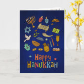 Fun Colorful Happy Hanukkah-Kaart Kaart (Gele Bloem)