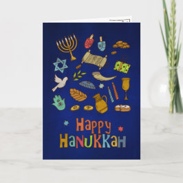Fun Colorful Happy Hanukkah-Kaart Kaart