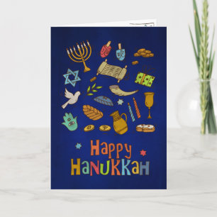 Fun Colorful Happy Hanukkah-Kaart Kaart
