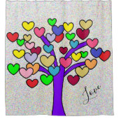 Fun Colorful Hearts Paars Love Tree Douchegordijn (Voorkant)