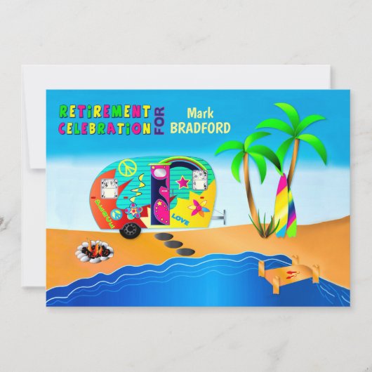 Fun & Colorful Hippie Camper Retirement Kaart (Voorkant)