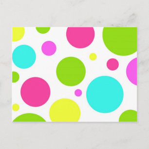 Fun Colorful Hot Pink Blue Green Polka Dots Briefkaart