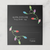 Fun Colorful Kerstlampjes op Black Weddenschap Plaatskaartje (Buitenkant ongevouwen)