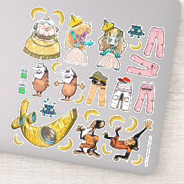 Fun Colorful Kinder Comic Scrapbooking Characters Sticker