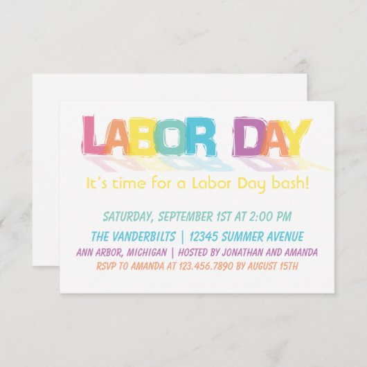 Fun Colorful Labour Day Kaart (Voorkant / Achterkant)