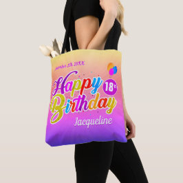 Fun Colorful Letters Happy Birthday Name op PINK Tote Bag