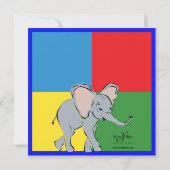 Fun Colorful Little Elephant Photo Invitation Kaart (Achterkant)
