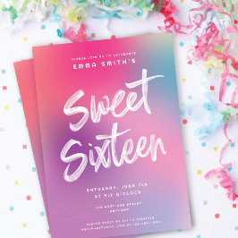 Fun Colorful Modern Sweet Sixteen Birthday Party Kaart