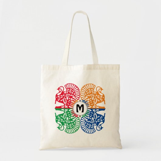 Fun Colorful Monogram TURKEY Tote Bag (Voorkant)