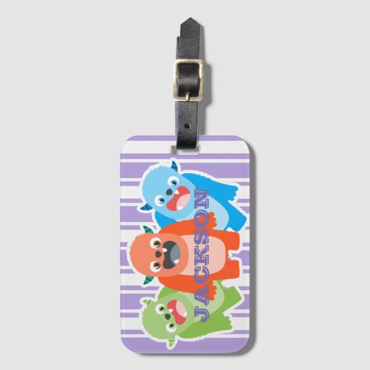 Fun Colorful Monsters Personeel Kinder Bagagelabel (Voorkant (verticaal))