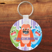 Fun Colorful Monsters Personeel Kinder Sleutelhanger (Voorkant)