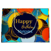 Fun Colorful Multi Blue Circle Abstract Retro Groot Cadeauzakje (Voorkant)