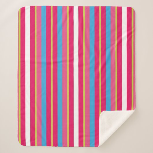 Fun Colorful Multi Stripes Sherpa Deken (Voorkant)